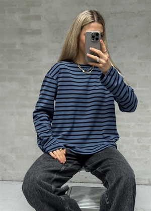 Nete stripe bluse Dusty Blue/Navy Boii Studios